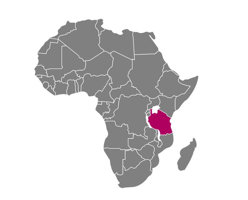 Mappa Africa con Tanzania